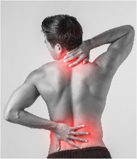 close up man rubbing his painful back isolated white background