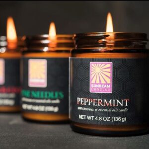 Sunbeam Amber Glass Candles group peppermint