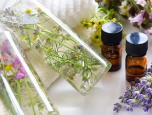 Flowers in Glass Bottles